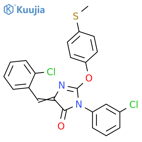 4H-Imidazol-4-one,3-(3-chlorophenyl)-5-[(2-chlorophenyl)methylene]-3,5-dihydro-2-[4-(methylthio)phenoxy]- structure