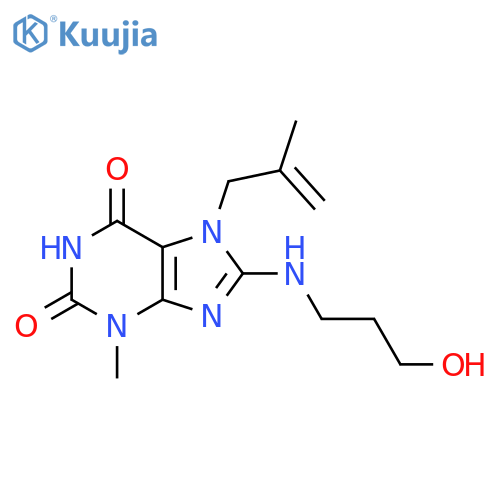 8-(3-hydroxypropyl)amino-3-methyl-7-(2-methylprop-2-en-1-yl)-2,3,6,7-tetrahydro-1H-purine-2,6-dione structure
