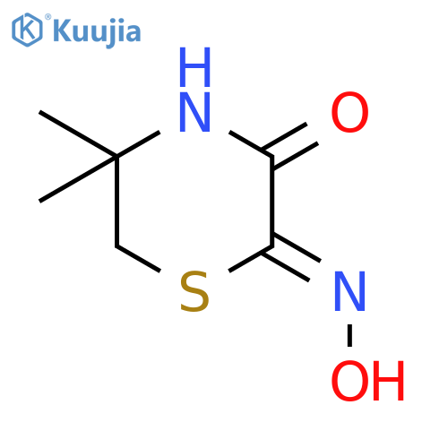 2,3-Thiomorpholinedione, 5,5-dimethyl-, 2-oxime structure