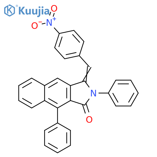 1H-Benz[f]isoindol-1-one,2,3-dihydro-3-[(4-nitrophenyl)methylene]-2,9-diphenyl- structure