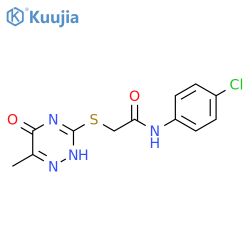 N-(4-chlorophenyl)-2-(6-methyl-5-oxo-4,5-dihydro-1,2,4-triazin-3-yl)sulfanylacetamide structure