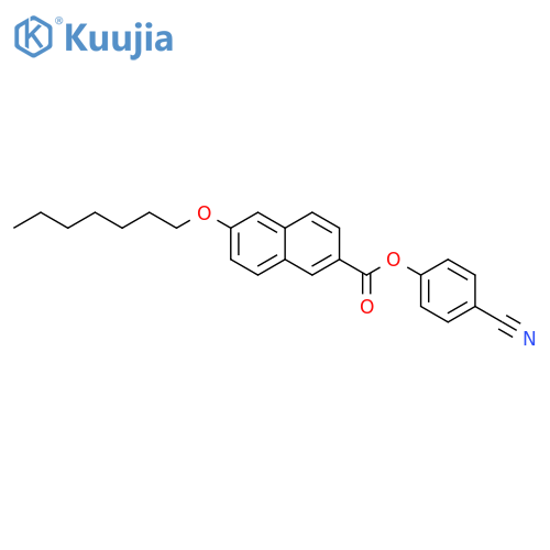 2-Naphthalenecarboxylic acid, 6-(heptyloxy)-, 4-cyanophenyl ester structure