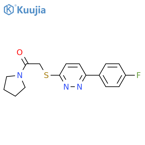 2-{[6-(4-fluorophenyl)pyridazin-3-yl]sulfanyl}-1-(pyrrolidin-1-yl)ethan-1-one structure