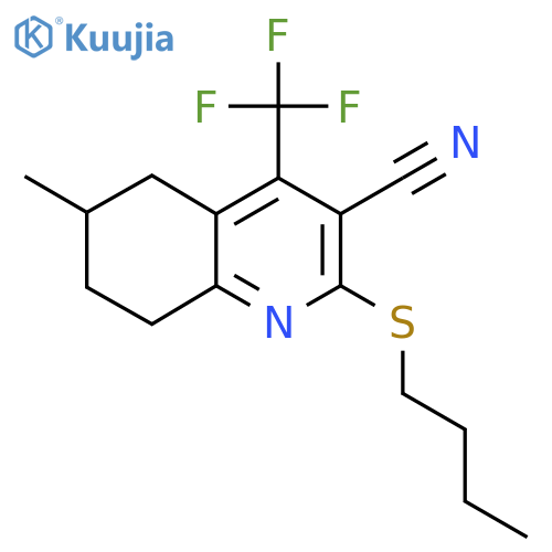 2-(Butylsulfanyl)-6-methyl-4-(trifluoromethyl)-5,6,7,8-tetrahydroquinoline-3-carbonitrile structure