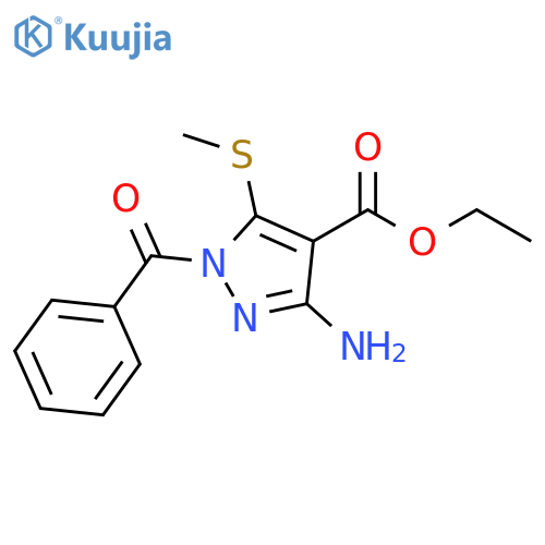 1H-Pyrazole-4-carboxylic acid, 3-amino-1-benzoyl-5-(methylthio)-, ethyl ester structure