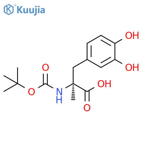 (2S)-2-{(tert-butoxy)carbonylamino}-3-(3,4-dihydroxyphenyl)-2-methylpropanoic acid structure