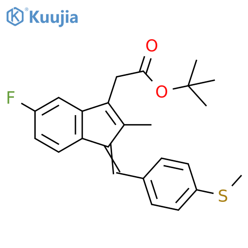 1H-Indene-3-acetic acid, 5-fluoro-2-methyl-1-[[4-(methylthio)phenyl]methylene]-, 1,1-dimethylethyl ester structure