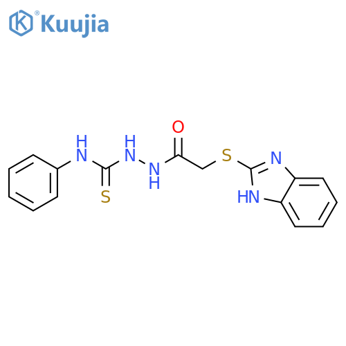 2-(1H-1,3-benzodiazol-2-ylsulfanyl)-N-(phenylcarbamothioyl)aminoacetamide structure