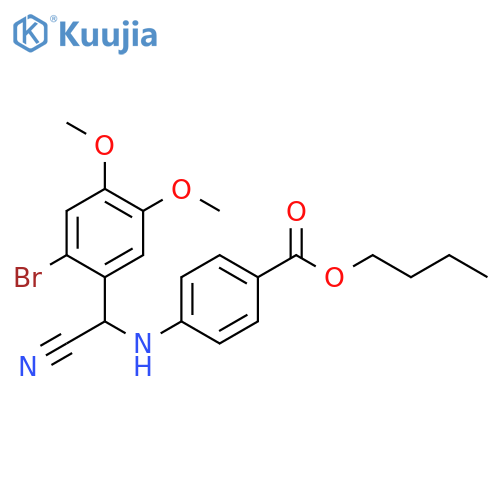 Benzoic acid, 4-[[(2-bromo-4,5-dimethoxyphenyl)cyanomethyl]amino]-, butyl ester structure