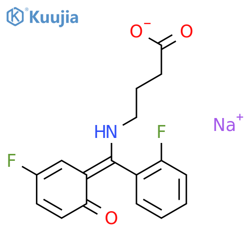 sodium 4-{[(Z)-(3-fluoro-6-oxocyclohexa-2,4-dien-1-ylidene)(2-fluorophenyl)methyl]amino}butanoate structure