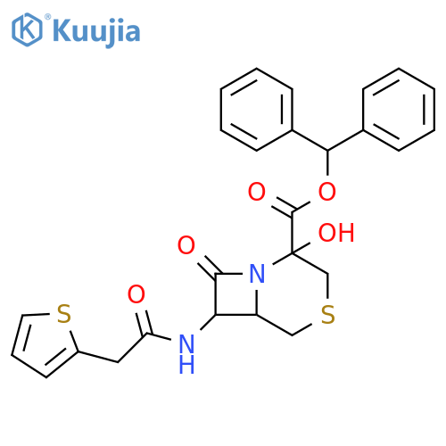 4-Thia-1-azabicyclo[4.2.0]octane-2-carboxylic acid,2-hydroxy-8-oxo-7-[(2-thienylacetyl)amino]-, diphenylmethyl ester structure