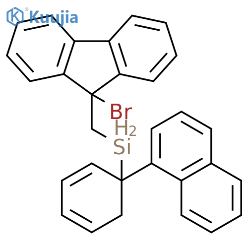 Silane, (9-bromo-9H-fluoren-9-yl)methyl-1-naphthalenylphenyl-, (-)- structure