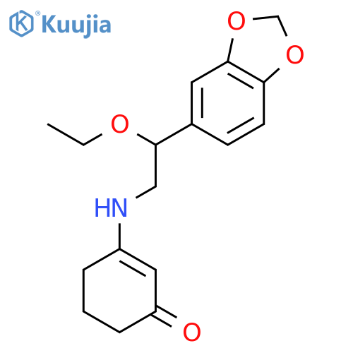 2-Cyclohexen-1-one, 3-[[2-(1,3-benzodioxol-5-yl)-2-ethoxyethyl]amino]- structure