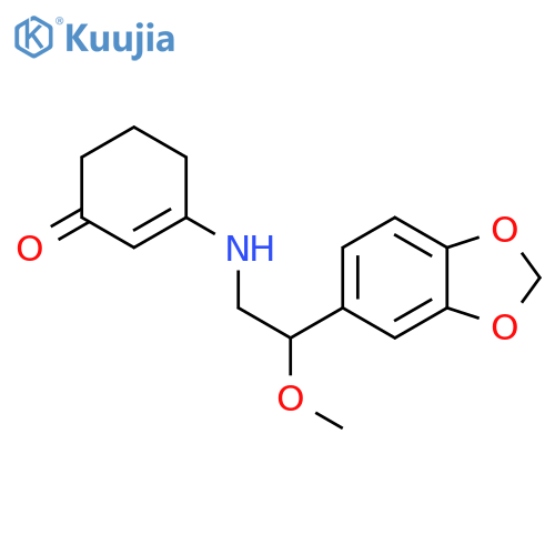 2-Cyclohexen-1-one,3-[[2-(1,3-benzodioxol-5-yl)-2-methoxyethyl]amino]- structure