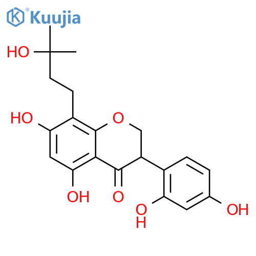 3-(2,4-dihydroxyphenyl)-5,7-dihydroxy-8-(3-hydroxy-3-methylbutyl)-2,3-dihydro-4H-chromen-4-one structure