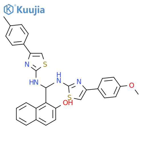 2-Naphthalenol,1-[[[4-(4-methoxyphenyl)-2-thiazolyl]amino][[4-(4-methylphenyl)-2-thiazolyl]amino]methyl]- structure