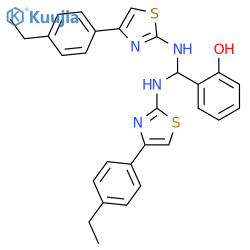 Phenol, 2-[bis[[4-(4-ethylphenyl)-2-thiazolyl]amino]methyl]- structure