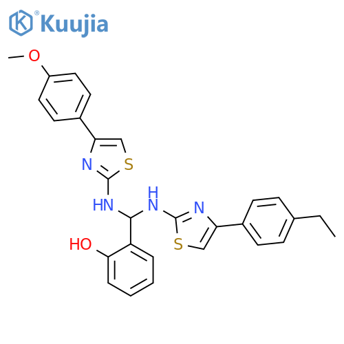 Phenol,2-[[[4-(4-ethylphenyl)-2-thiazolyl]amino][[4-(4-methoxyphenyl)-2-thiazolyl]amino]methyl]- structure