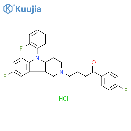 1-Butanone, 4-[8-fluoro-5-(2-fluorophenyl)-1,3,4,5-tetrahydro-2H-pyrido[4,3-b]indol-2-yl]-1-(4-fluorophenyl)-, hydrochloride (1:1) structure
