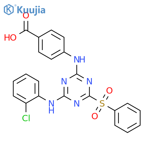 Benzoic acid,4-[[4-[(2-chlorophenyl)amino]-6-(phenylsulfonyl)-1,3,5-triazin-2-yl]amino]- structure