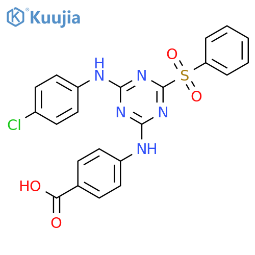 Benzoic acid,4-[[4-[(4-chlorophenyl)amino]-6-(phenylsulfonyl)-1,3,5-triazin-2-yl]amino]- structure