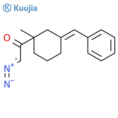 Ethanone, 2-diazo-1-[1-methyl-3-(phenylmethylene)cyclohexyl]- structure