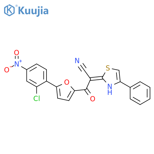 (2Z)-3-5-(2-chloro-4-nitrophenyl)furan-2-yl-3-hydroxy-2-(4-phenyl-1,3-thiazol-2-yl)prop-2-enenitrile structure