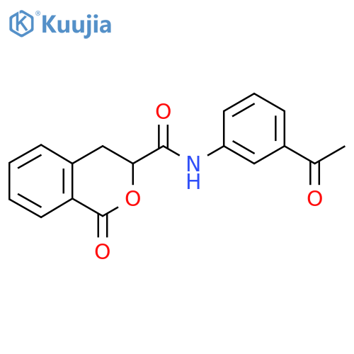 N-(3-acetylphenyl)-1-oxo-3,4-dihydro-1H-2-benzopyran-3-carboxamide structure