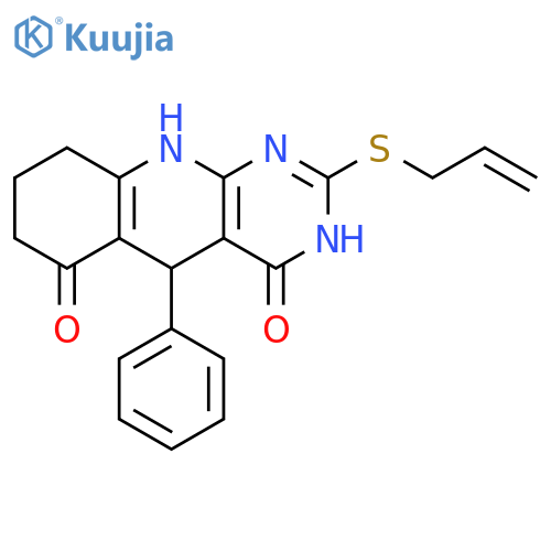 5-phenyl-2-(prop-2-en-1-ylsulfanyl)-3H,4H,5H,6H,7H,8H,9H,10H-pyrimido4,5-bquinoline-4,6-dione structure