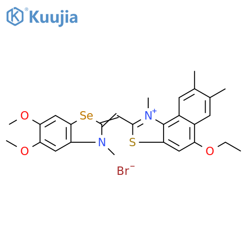 Naphtho[1,2-d]thiazolium, 2-[(5,6-dimethoxy-3-methyl-2(3H)-benzoselenazolylidene)methyl]-5-ethoxy-1,7,8-trimethyl-, bromide (9CI) structure