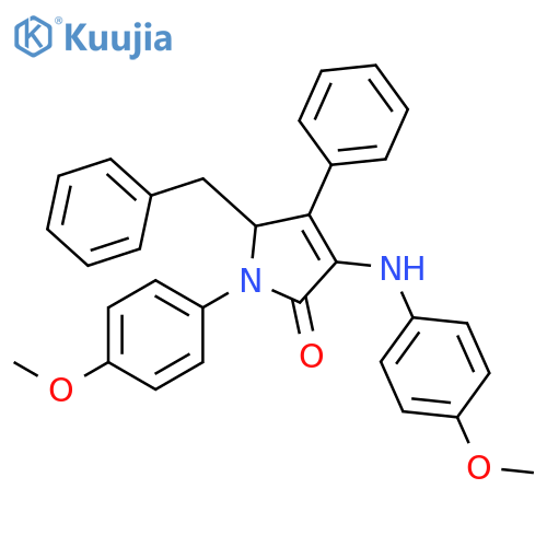 2H-Pyrrol-2-one,1,5-dihydro-1-(4-methoxyphenyl)-3-[(4-methoxyphenyl)amino]-4-phenyl-5-(phenylmethyl)- structure