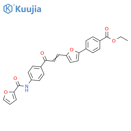 ethyl 4-{5-(1E)-3-4-(furan-2-amido)phenyl-3-oxoprop-1-en-1-ylfuran-2-yl}benzoate structure