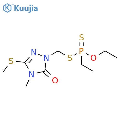 Phosphonodithioic acid, ethyl-, S-[[4,5-dihydro-4-methyl-3-(methylthio)-5-oxo-1H-1,2,4-triazol-1-yl]methyl] O-ethyl ester (9CI) structure