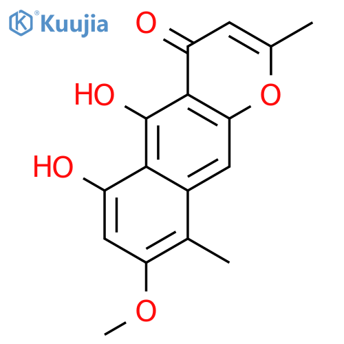 4H-Naphtho[2,3-b]pyran-4-one, 5,6-dihydroxy-8-methoxy-2,9-dimethyl- structure