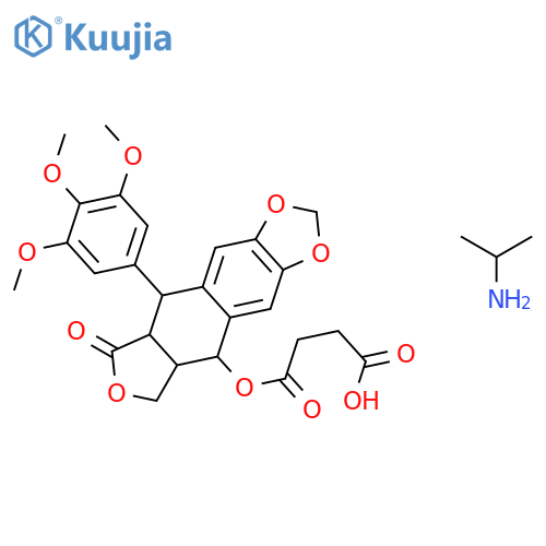 4-oxo-4-{[(5R,5aR,8aR,9R)-8-oxo-9-(3,4,5-trimethoxyphenyl)-5,5a,6,8,8a,9-hexahydrofuro[3',4':6,7]naphtho[2,3-d][1,3]dioxol-5-yl]oxy}butanoic acid - propan-2-amine (1:1) structure