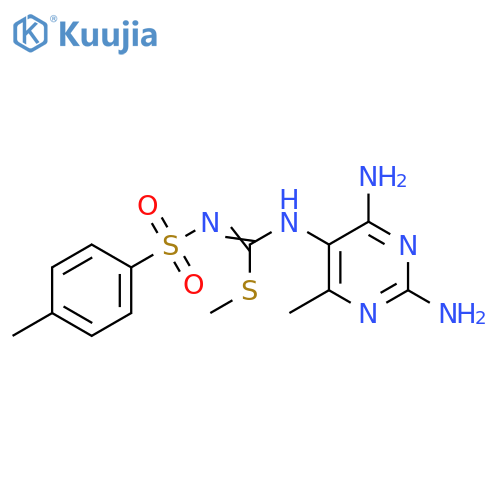 Carbamimidothioic acid,N-(2,4-diamino-6-methyl-5-pyrimidinyl)-N'-[(4-methylphenyl)sulfonyl]-,methyl ester structure