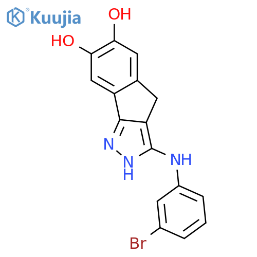 INDENO[1,2-C]PYRAZOLE-6,7-DIOL, 3-[(3-BROMOPHENYL)AMINO]-2,4-DIHYDRO- structure