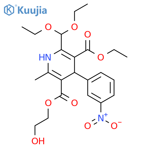 3,5-Pyridinedicarboxylic acid,2-(diethoxymethyl)-1,4-dihydro-6-methyl-4-(3-nitrophenyl)-, 3-ethyl5-(2-hydroxyethyl) ester structure