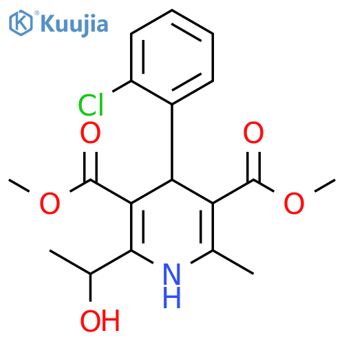 3,5-Pyridinedicarboxylic acid, 4-(2-chlorophenyl)-1,4-dihydro-2-(1-hydroxyethyl)-6-methyl-, 3,5-dimethyl ester structure