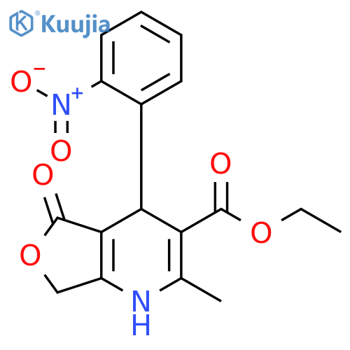 Furo[3,4-b]pyridine-3-carboxylic acid, 1,4,5,7-tetrahydro-2-methyl-4-(2-nitrophenyl)-5-oxo-, ethyl ester structure