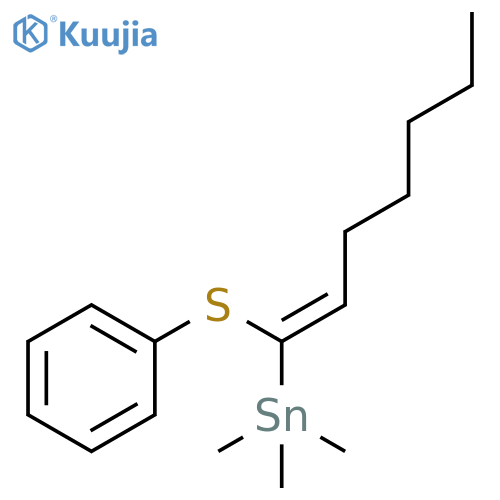 Stannane, trimethyl[(1E)-1-(phenylthio)-1-hepten-1-yl]- structure