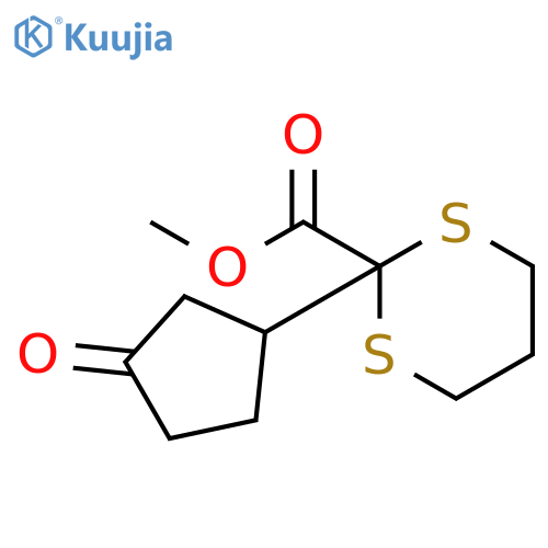 1,3-Dithiane-2-carboxylic acid, 2-(3-oxocyclopentyl)-, methyl ester structure