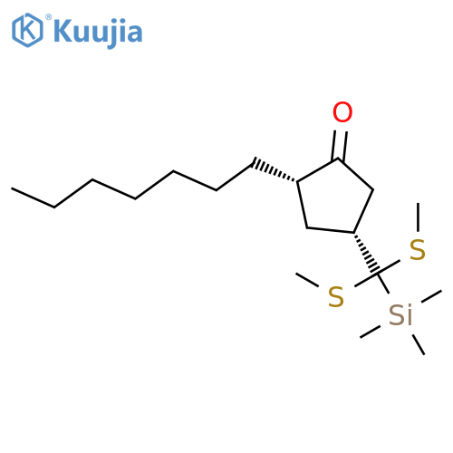 CYCLOPENTANONE, 4-[BIS(METHYLTHIO)(TRIMETHYLSILYL)METHYL]-2-HEPTYL-, CIS- structure