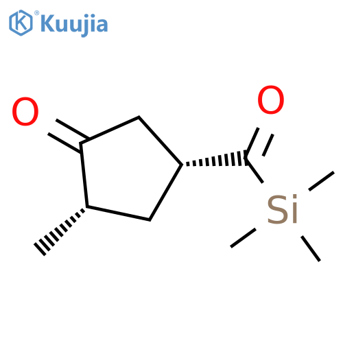 Cyclopentanone, 2-methyl-4-[(trimethylsilyl)carbonyl]-, cis- structure