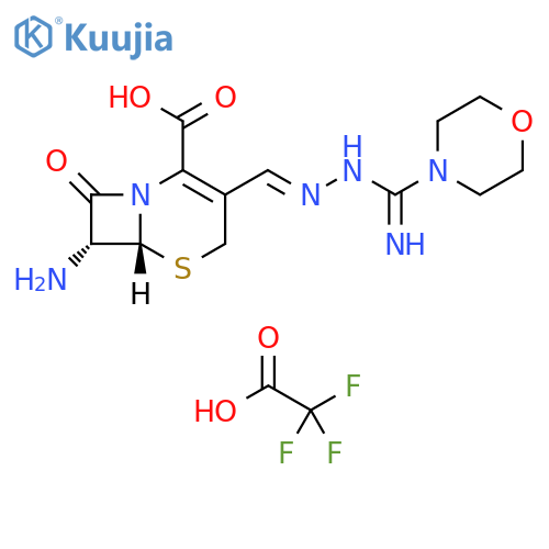 5-Thia-1-azabicyclo[4.2.0]oct-2-ene-2-carboxylic acid, 7-amino-3-[[(imino-4-morpholinylmethyl)hydrazono]methyl]-8-oxo-, (6R,7R)-, bis(trifluoroacetate) (9CI) structure