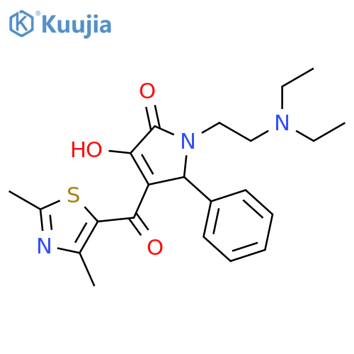 1-2-(diethylamino)ethyl-4-(2,4-dimethyl-1,3-thiazole-5-carbonyl)-3-hydroxy-5-phenyl-2,5-dihydro-1H-pyrrol-2-one structure
