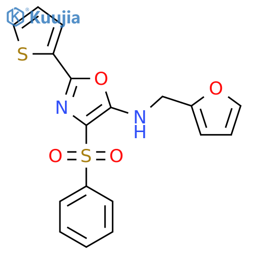 4-(benzenesulfonyl)-N-[(furan-2-yl)methyl]-2-(thiophen-2-yl)-1,3-oxazol-5-amine structure