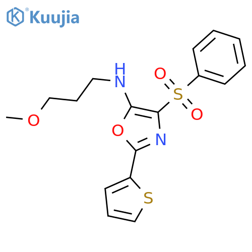 4-(benzenesulfonyl)-N-(3-methoxypropyl)-2-(thiophen-2-yl)-1,3-oxazol-5-amine structure
