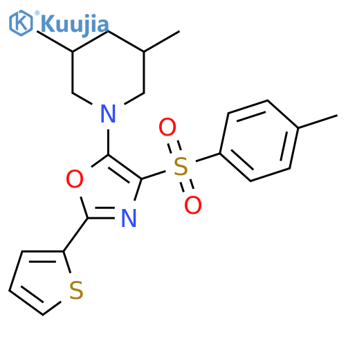 3,5-dimethyl-1-[4-(4-methylbenzenesulfonyl)-2-(thiophen-2-yl)-1,3-oxazol-5-yl]piperidine structure