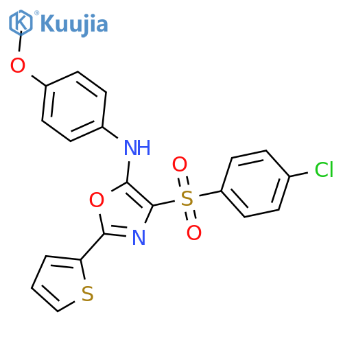 4-(4-chlorobenzenesulfonyl)-N-(4-methoxyphenyl)-2-(thiophen-2-yl)-1,3-oxazol-5-amine structure